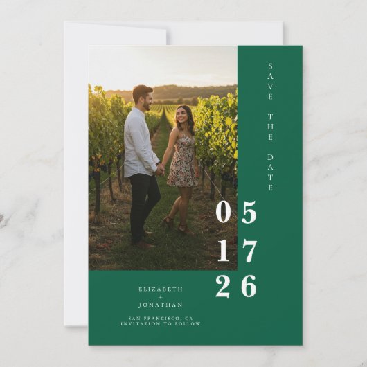 Minimalistische Custom Classy Fotobruiloft Save The Date (Voorkant)