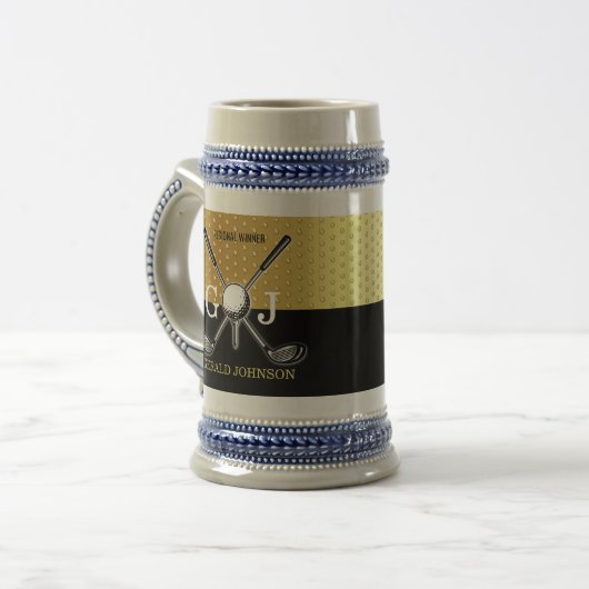 Minimalistische Custom Elegant Golf Monogram Desig Bierpul (Voorkant links)