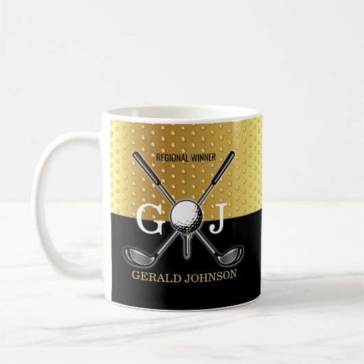 Minimalistische Custom Elegant Golf Monogram Desig Koffiemok (Links)