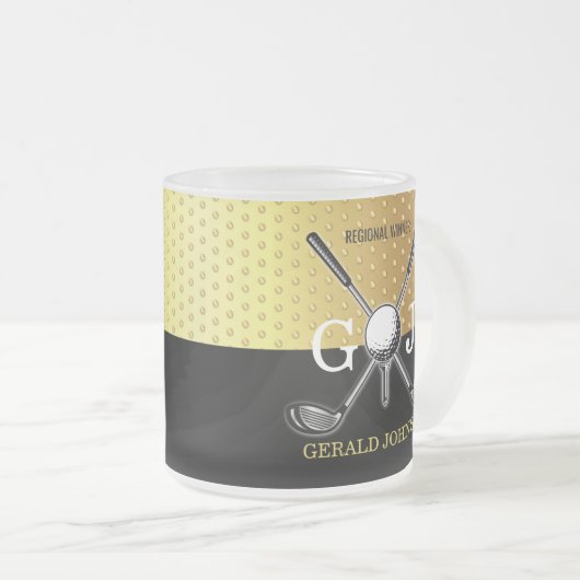 Minimalistische Custom Elegant Golf Monogram Desig Matglas Koffiemok (Voorkant rechts)