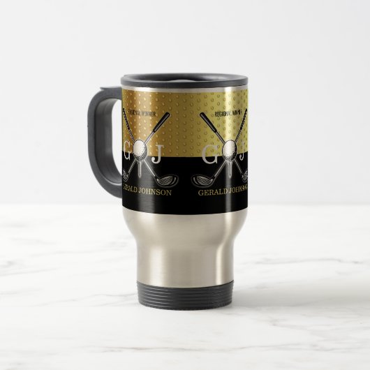 Minimalistische Custom Elegant Golf Monogram Desig Reisbeker (Voorkant links)