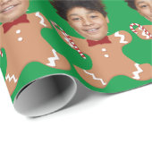 Minimalistische Custom Face Photo Gingerbread Xmas Cadeaupapier (Rol Hoek)