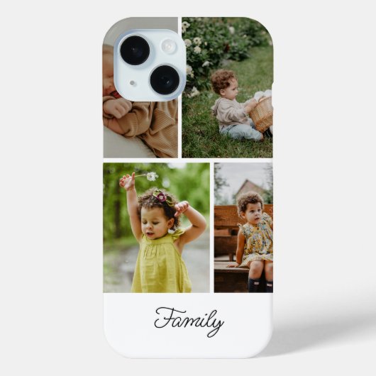 Minimalistische Custom Family 4 Fotocollage Case-Mate iPhone Case (Achterkant)