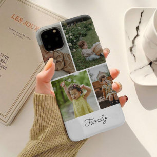 Minimalistische Custom Family 4 Fotocollage iPhone 15 Case