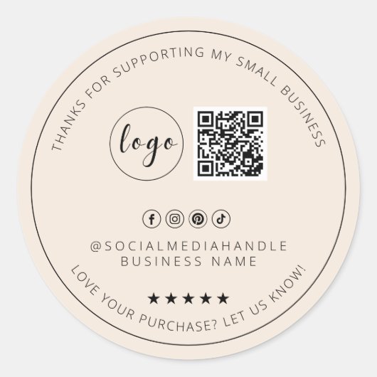 Minimalistische Custom Light Boho Dank u Sticker (Voorkant)