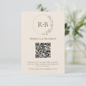 Minimalistische Custom Monogram Neutrale QR Code R Informatiekaartje (Staand voorkant)
