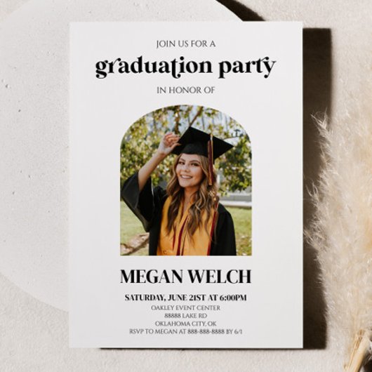 Minimalistische Custom Photo Arch Graduation Party Kaart