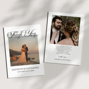 Minimalistische Custom Photo Classic Elegant Weddi Bedankkaart