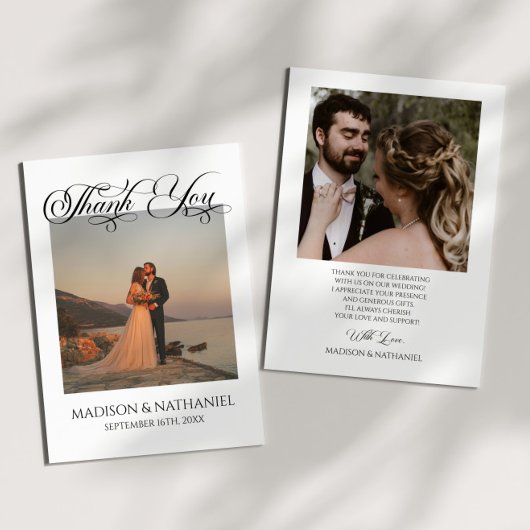 Minimalistische Custom Photo Classic Elegant Weddi Bedankkaart