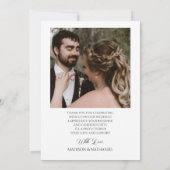 Minimalistische Custom Photo Classic Elegant Weddi Bedankkaart (Achterkant)