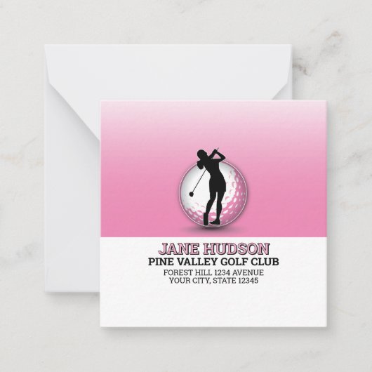 Minimalistische Custom Vrouwen Golfer Monogram Ont Notitiekaartje (Voorkant)