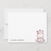 Minimalistische Cute Baby nijlpaard Kids Persoonli Notitiekaartje (Voorkant)