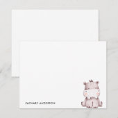 Minimalistische Cute Baby nijlpaard Kids Persoonli Notitiekaartje (Voorkant / Achterkant)