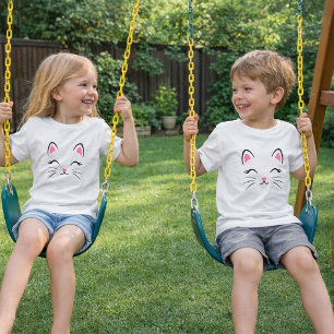 Minimalistische Cute Cat Face T-Shirt 