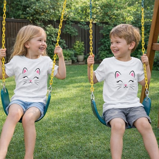 Minimalistische Cute Cat Face T-Shirt