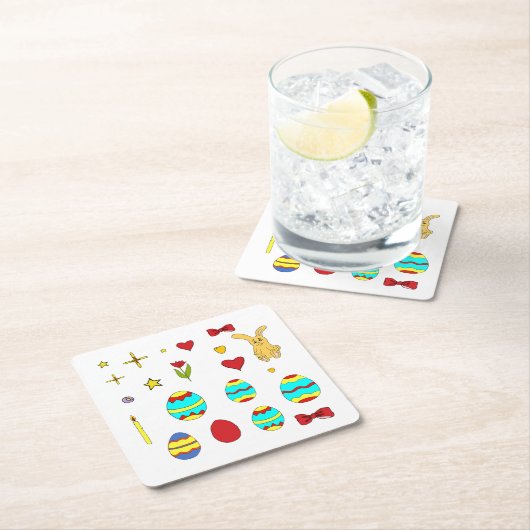 Minimalistische Cute Happy Easter cartoon coaster Kartonnen Onderzetters (Insitu)