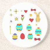 Minimalistische Cute Happy Easter cartoon Zandsteen Onderzetter (Voorkant)