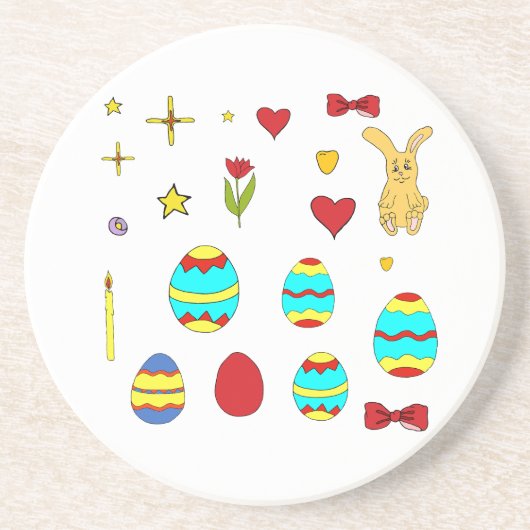 Minimalistische Cute  Happy Easter cartoon  Zandsteen Onderzetter (Voorkant)