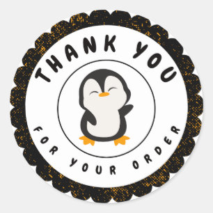 Minimalistische Cute Kleur Pinguïn Bedankt Voor Uw Ronde Sticker