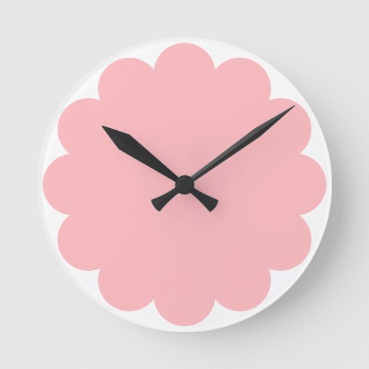 Minimalistische Cute Pastel Roze Bloem Silhouet Ronde Klok (Voorkant)