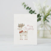 Minimalistische Cute Rendier Kerstmis Briefkaart (Staand voorkant)