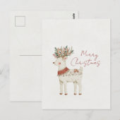 Minimalistische Cute Rendier Kerstmis Briefkaart (Voorkant / Achterkant)