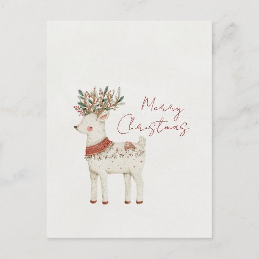 Minimalistische Cute Rendier Kerstmis Briefkaart (Voorkant)