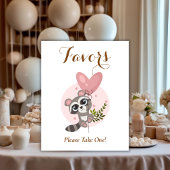 Minimalistische Cute Wasbeer Baby Shower Favoren Poster