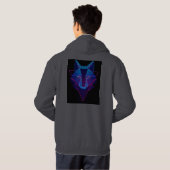Minimalistische Cyberpunk Neon Wolf Head – Futuris Hoodie (Achterkant volledig)