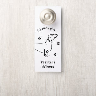 Minimalistische Dachshund Art - Jouw tekst, uw sti Deurhanger