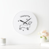 Minimalistische Dachshund Art - Jouw tekst, uw sti Grote Klok (Huis)