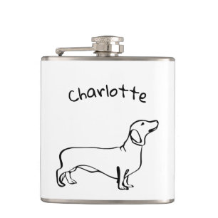 Minimalistische Dachshund Art - Jouw tekst, uw sti Heupfles