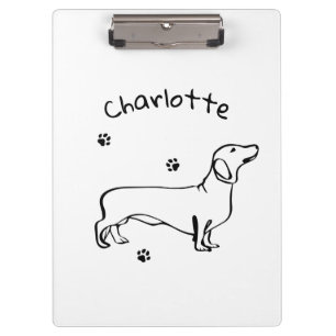 Minimalistische Dachshund Art - Jouw tekst, uw sti Klembord
