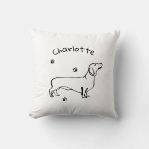 Minimalistische Dachshund Art - Jouw tekst, uw sti Kussen