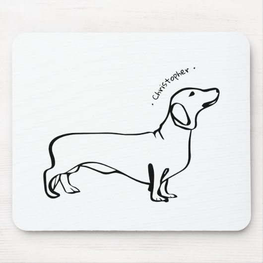 Minimalistische Dachshund Art - Jouw tekst, uw sti Muismat (Voorkant)