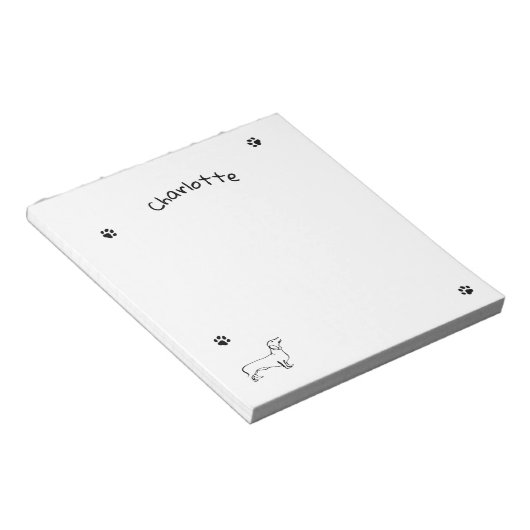 Minimalistische Dachshund Art - Jouw tekst, uw sti Notitieblok (Schuin)