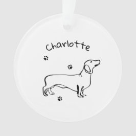 Minimalistische Dachshund Art - Jouw tekst, uw sti Ornament