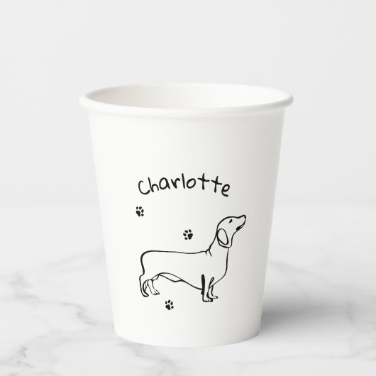 Minimalistische Dachshund Art - Jouw tekst, uw sti Papieren Bekers (Voorkant)