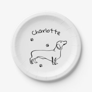 Minimalistische Dachshund Art - Jouw tekst, uw sti Papieren Bordje