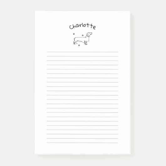 Minimalistische Dachshund Art - Jouw tekst, uw sti Post-it® Notes (Voorkant)
