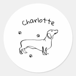 Minimalistische Dachshund Art - Jouw tekst, uw sti Ronde Sticker