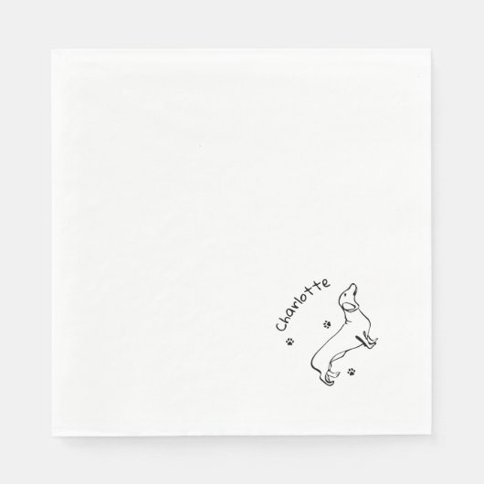 Minimalistische Dachshund Art - Jouw tekst, uw sti Servet (Voorkant)