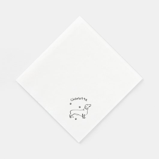 Minimalistische Dachshund Art - Jouw tekst, uw sti Servet (Hoek)
