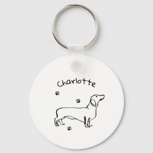 Minimalistische Dachshund Art - Jouw tekst, uw sti Sleutelhanger