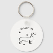 Minimalistische Dachshund Art - Jouw tekst, uw sti Sleutelhanger (Achterkant)