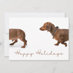 Minimalistische Dachshund Kerst Happy Feestdagenkaart
