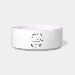Minimalistische Dachshund-kunst - je tekst, je sti Voerbakje