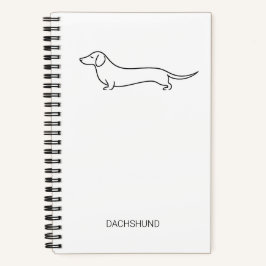 Minimalistische Dachshund Lijn Kunst Deluxe Spiraa Notitieboek