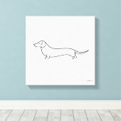 Minimalistische Dachshund Single Line Art Canvaspr Canvas Afdruk (Insitu (Houten vloer))