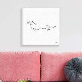 Minimalistische Dachshund Single Line Art Canvaspr Canvas Afdruk